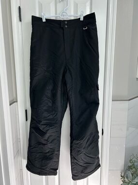 Men's Black Insulated Winter Ski Pants - Lightweight Water-Resistant